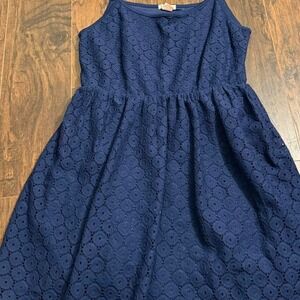COTTAGE FAIRYCORE Navy blue lace babydoll dress women's size large